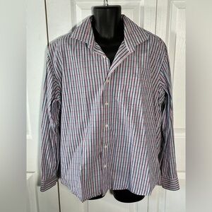 Charleston Threads Plaid Blue Peach Pink Long Sleeve Button Up Shirt